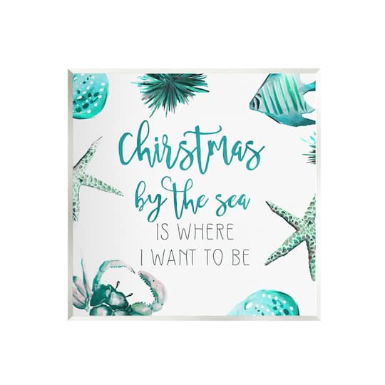 Stupell Industries Christmas By The Sea Phrase Wall Plaque Art
